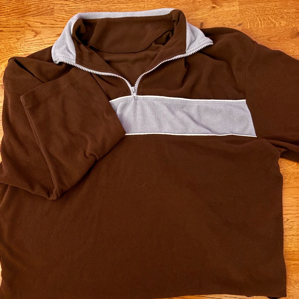 brown vintage quarter zip stripe blue white
